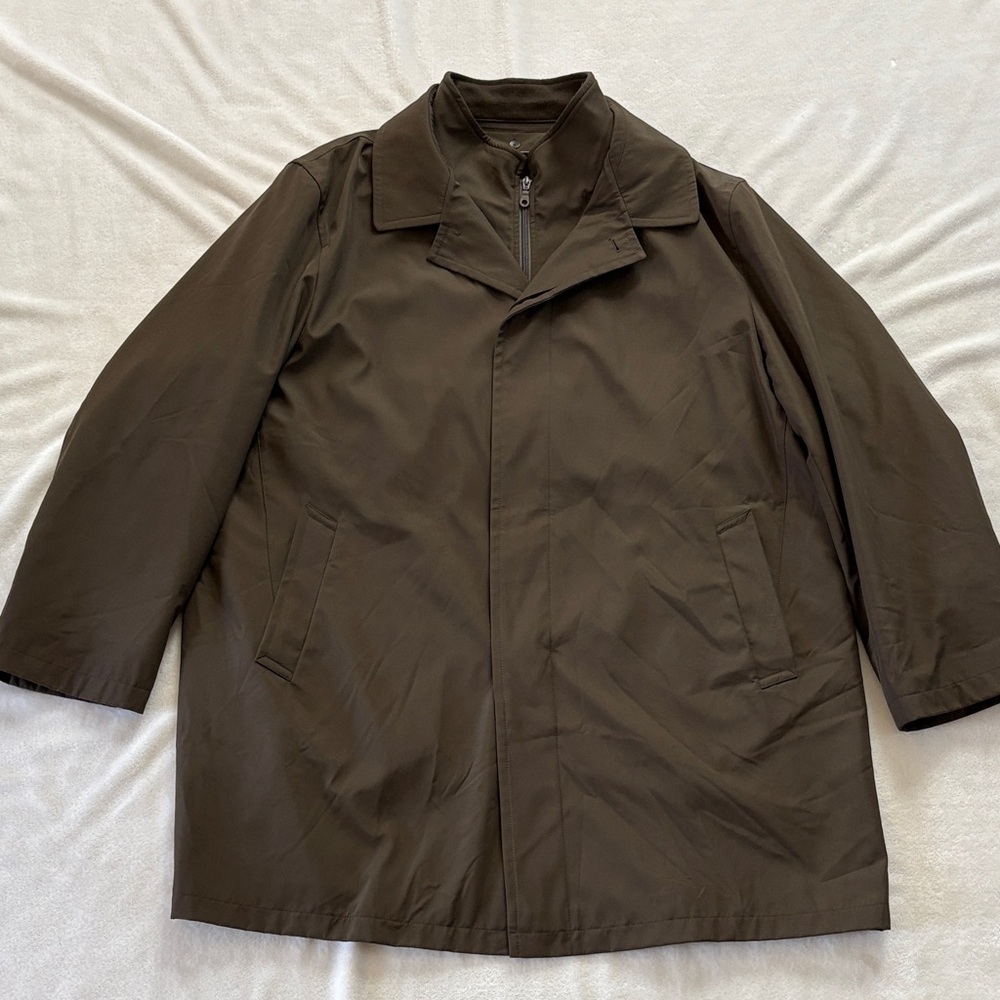 Jos A Bank Travelers Collection Men's Removable lining Coat Raincoat 48R Olive